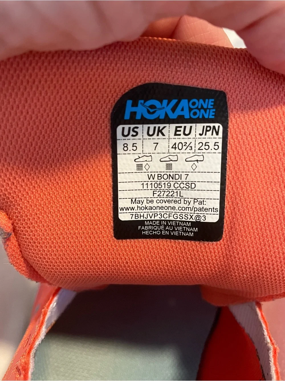*EUC* HOKA One One Bondi 7 Running Shoes - Wmn's Sz 8.5 - Orange - Comfort - Picture 8 of 12